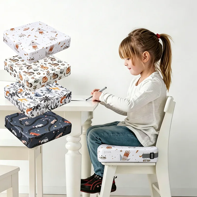 Baby High Chair Booster - 1Pc Draagbare kinderstoelverhoger met cartoonprint, verdikt