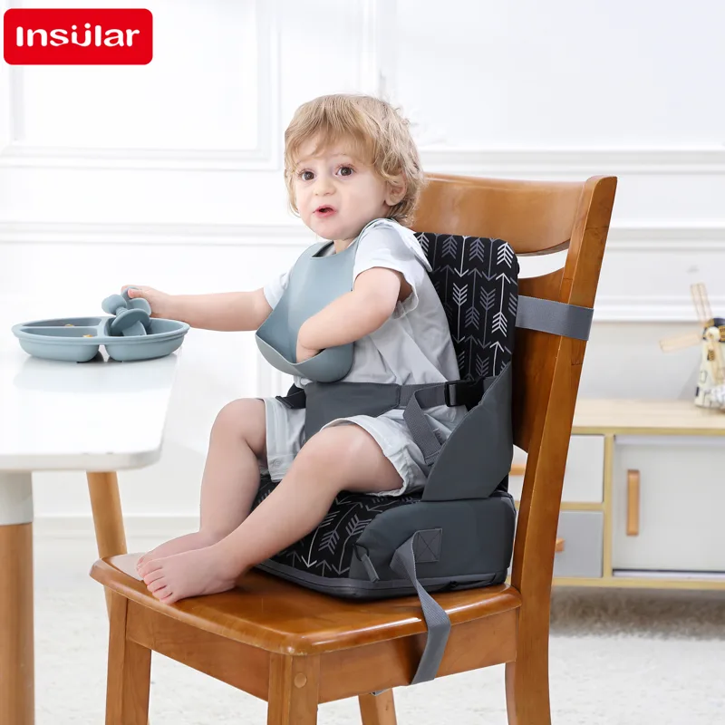 Baby High Chair Booster - INSULAR Draagbare opvouwbare antislip kinderzitje Hoge