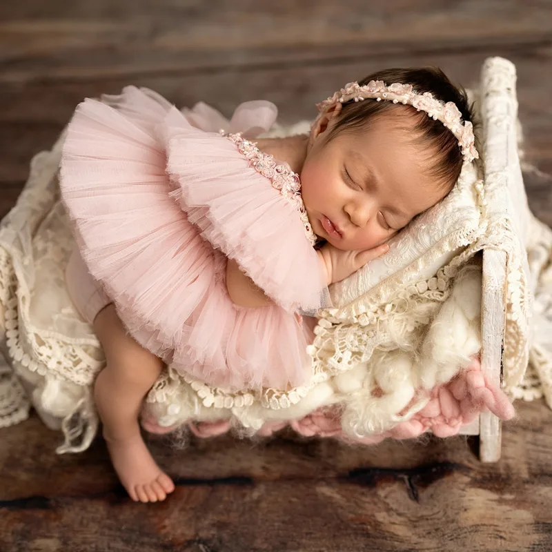 Baby Products Website - Pasgeboren fotografie rekwisieten Bloemenkatoenen romper Vintage