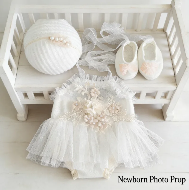 Baby Products Photoshoot - Fotografie-accessoires voor pasgeborenen Zwaan-kant-outfitset voor babyfotostudio's